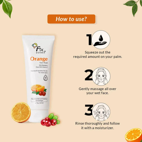 Fixderma Skincare Orange Face Wash For Oily And Glowing Skin For Women And Men